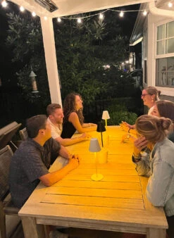 Rechargeable Cordless Table Lamp For Cafe Or Patio Dimmable Black Metal Finish -Decorative Candle Shop bug repel light