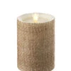 Moving Flame Burlap Wrapped Flameless Candle 3.5 X 5 Timer - Remote Ready 1 Moving Flame Burlap Wrapped Flameless Candle 3.5 X 5 Timer - Remote Ready -Decorative Candle Shop burlap moving flame 5 inch