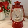 Red Hurricane With Cabin In The Woods Lighted Water Lantern - Timer -Decorative Candle Shop cabin water lantern