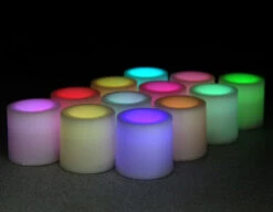 Tall Tea Lights - With Recessed Color Changing LED - Super Bright Set Of 12 -Decorative Candle Shop cc tall recesed tealight