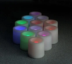 Tall Tea Lights - With Recessed Color Changing LED - Super Bright Set Of 12