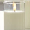 Clear Glass Flameless Candle 3 Inch X 4 Inch Ivory Pillar - Remote Ready -Decorative Candle Shop clear 2