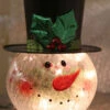Lighted Crackle Glass Snowman - 8 Inch Electric -Decorative Candle Shop crackle snowman