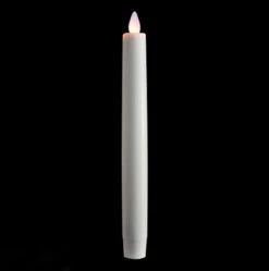 12 Inch Ivory Moving Flame Battery Operated Taper Candle - Timer