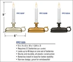 Dual Color Window Candle Amber / Warm White - Aged Bronze -Decorative Candle Shop dimensions window candle
