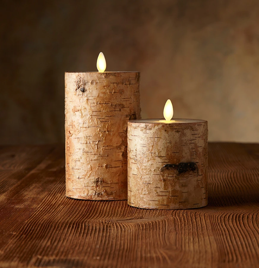 Luminara Embedded With Birch 4 X 7 Inch Flameless Pillar 3 Luminara Embedded With Birch 4 X 7 Inch Flameless Pillar