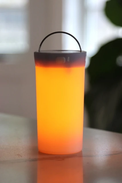 Rechargeable Lantern With Fire Glow Light Unit 12 Inch Coral Enamel 7 Rechargeable Lantern With Fire Glow Light Unit 12 Inch Coral Enamel - Image 5