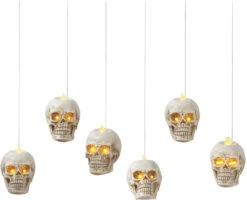 Lighted Hanging Skulls Set Of Six With Remote Control Indoor-Outdoor -Decorative Candle Shop floating skuls main