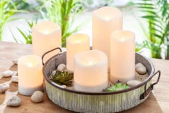 Solar Outdoor White Resin Candle 3 X 6 Inch - Heavy Weighted Base -Decorative Candle Shop gerson outdoor solar candles group shot 3