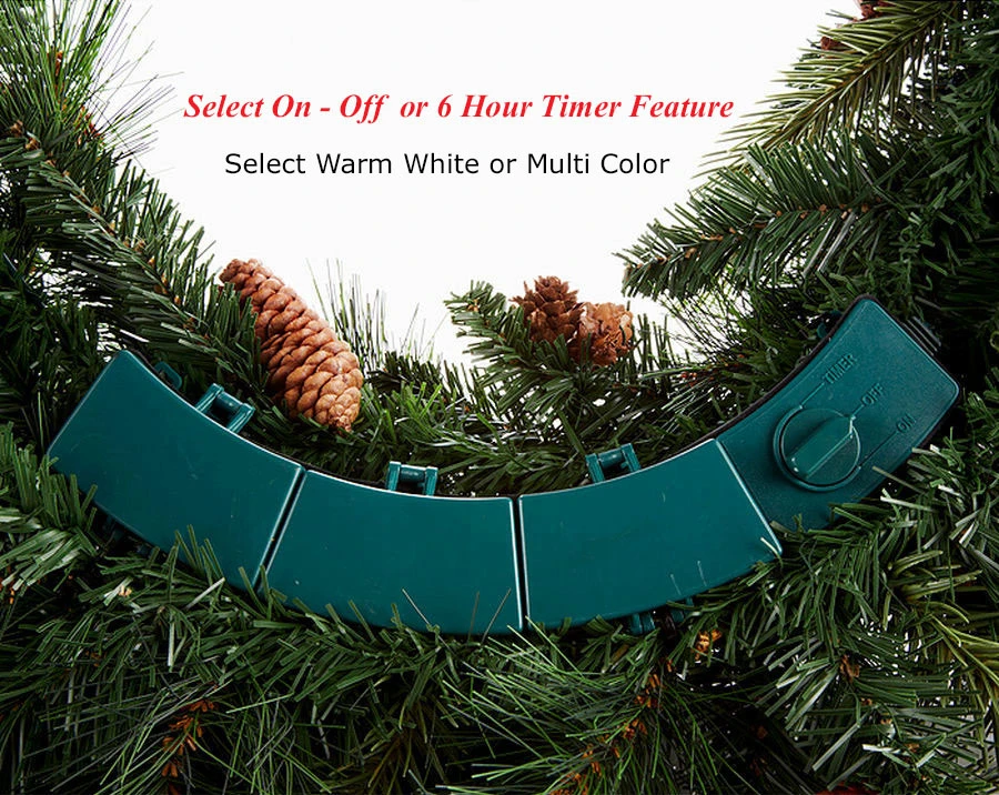 Outdoor Safe Christmas Wreath - Battery Operated Timer - Color Select Warm White Or Multi Color 8 Outdoor Safe Christmas Wreath - Battery Operated Timer - Color Select Warm White Or Multi Color - Image 6