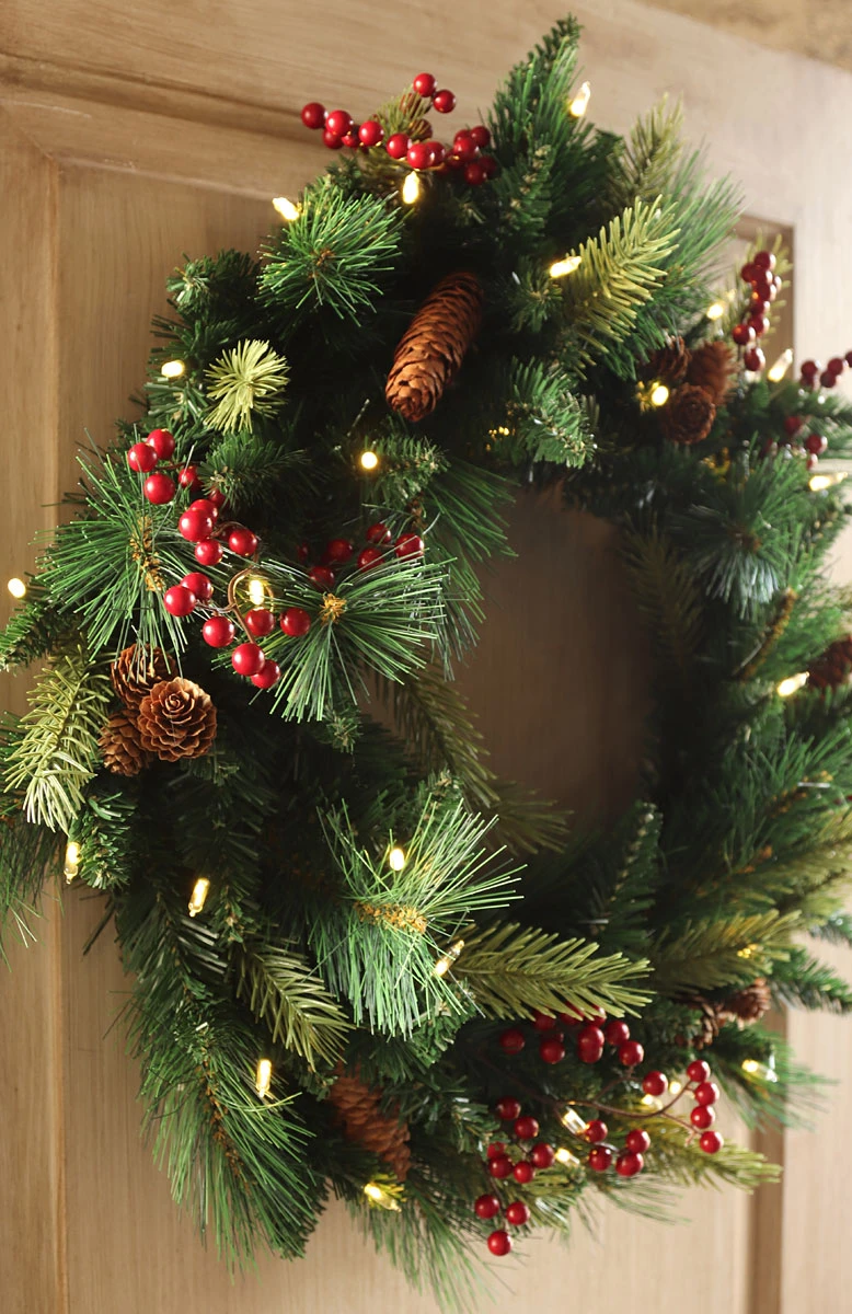 Outdoor Safe Christmas Wreath - Battery Operated Timer - Color Select Warm White Or Multi Color 4 Outdoor Safe Christmas Wreath - Battery Operated Timer - Color Select Warm White Or Multi Color - Image 2