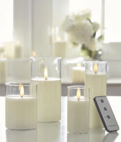 Clear Glass Flameless Candle 2 Inch X 6 Inch Ivory Votive - Remote Ready -Decorative Candle Shop glass cylinder candles 5
