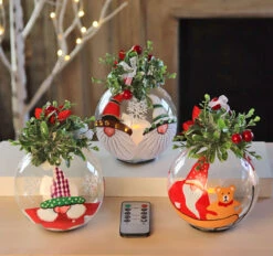 Remote Control 6.5 Inch Christmas Gnome Tealight Ornaments - Set Of 3 Assorted - Remote Included