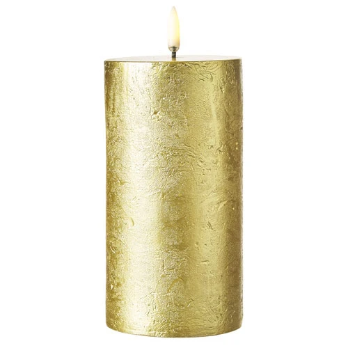 Uyuni 3 Inch X 7 Inch Gold Textured Pillar Candle - Remote Ready 4 Uyuni 3 Inch X 7 Inch Gold Textured Pillar Candle - Remote Ready - Image 2