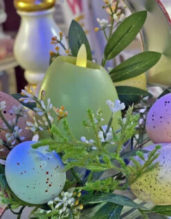 4 Inch Lighted Wax Egg Candles Set Of 4 Assorted Spring Colors With Timer - NEW 2023 -Decorative Candle Shop green egg candle