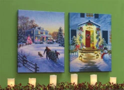 Raz 20 Inch Twinkling LED Lighted Doorway Scene Print On Canvas 5 Raz 20 Inch Twinkling LED Lighted Doorway Scene Print On Canvas -Decorative Candle Shop house and door combo