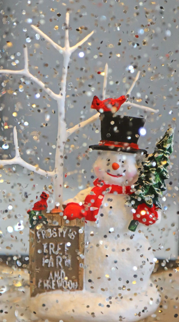 8.75 Inch Frosty's Tree Farm Musical Lighted Water Lantern - New 2020 4 8.75 Inch Frosty's Tree Farm Musical Lighted Water Lantern - New 2020 - Image 2