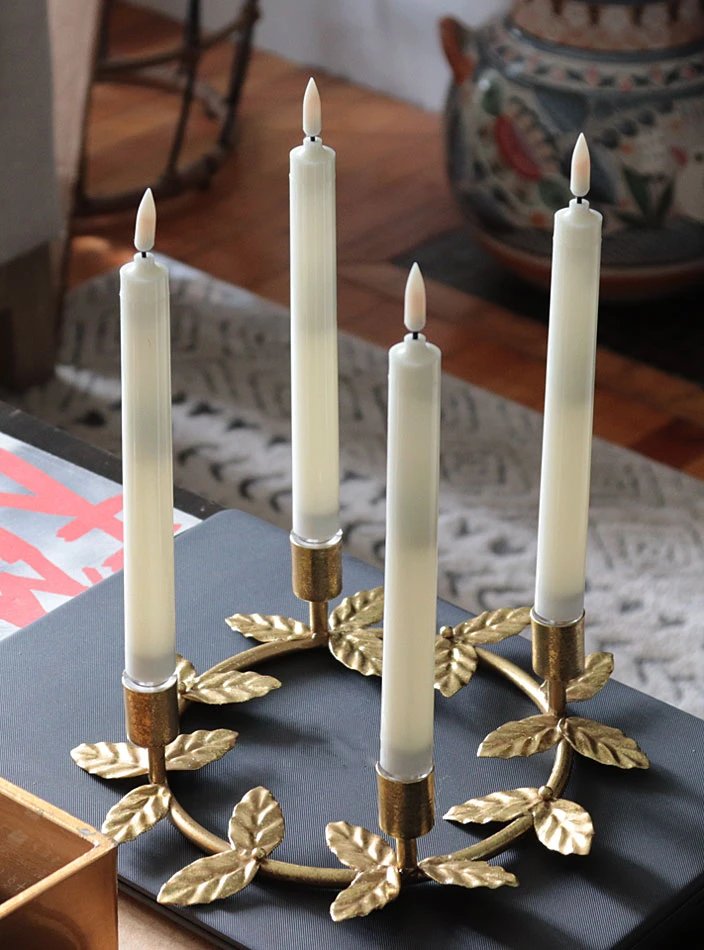 4 Pack Battery Operated Ivory Taper Candles - 9 Inch Warm White Flame Timer 3 4 Pack Battery Operated Ivory Taper Candles - 9 Inch Warm White Flame Timer