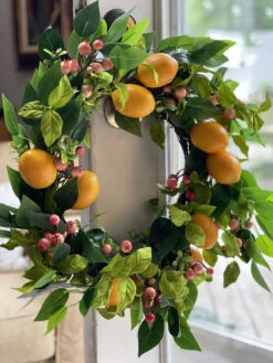Lemon Wreath With Greenery And Berries - 24 Inch