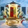 Raz 20 Inch Twinkling LED Lighted Doorway Scene Print On Canvas -Decorative Candle Shop lighted doorway print
