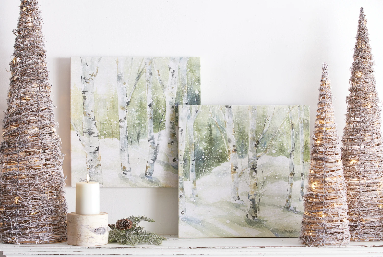 Lighted Snowy Cone Trees Set Of 3 Battery Operated 5 Lighted Snowy Cone Trees Set Of 3 Battery Operated - Image 3