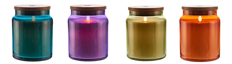 LIGHTLi Moving Flame Blue Glass Jar Candle - 4 X 5.5 Inch Remote Ready 4 LIGHTLi Moving Flame Blue Glass Jar Candle - 4 X 5.5 Inch Remote Ready - Image 2