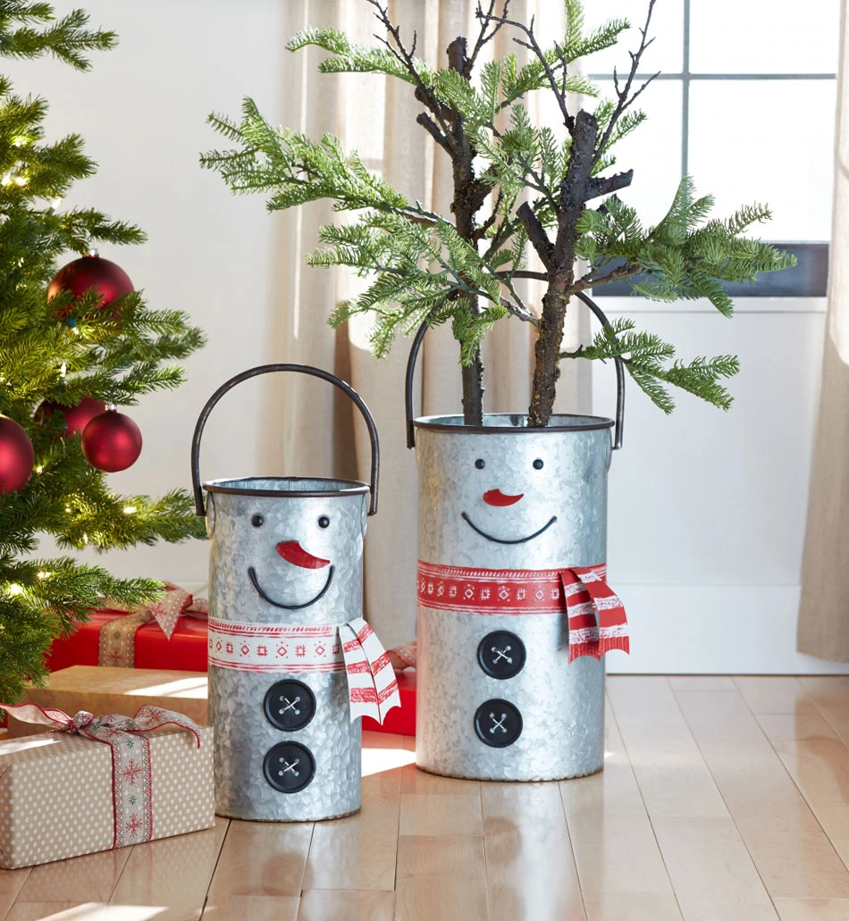 Set Of 2 Nesting Galvanized Snowmen Buckets With Handles 16 -18 Inch 3 Set Of 2 Nesting Galvanized Snowmen Buckets With Handles 16 -18 Inch
