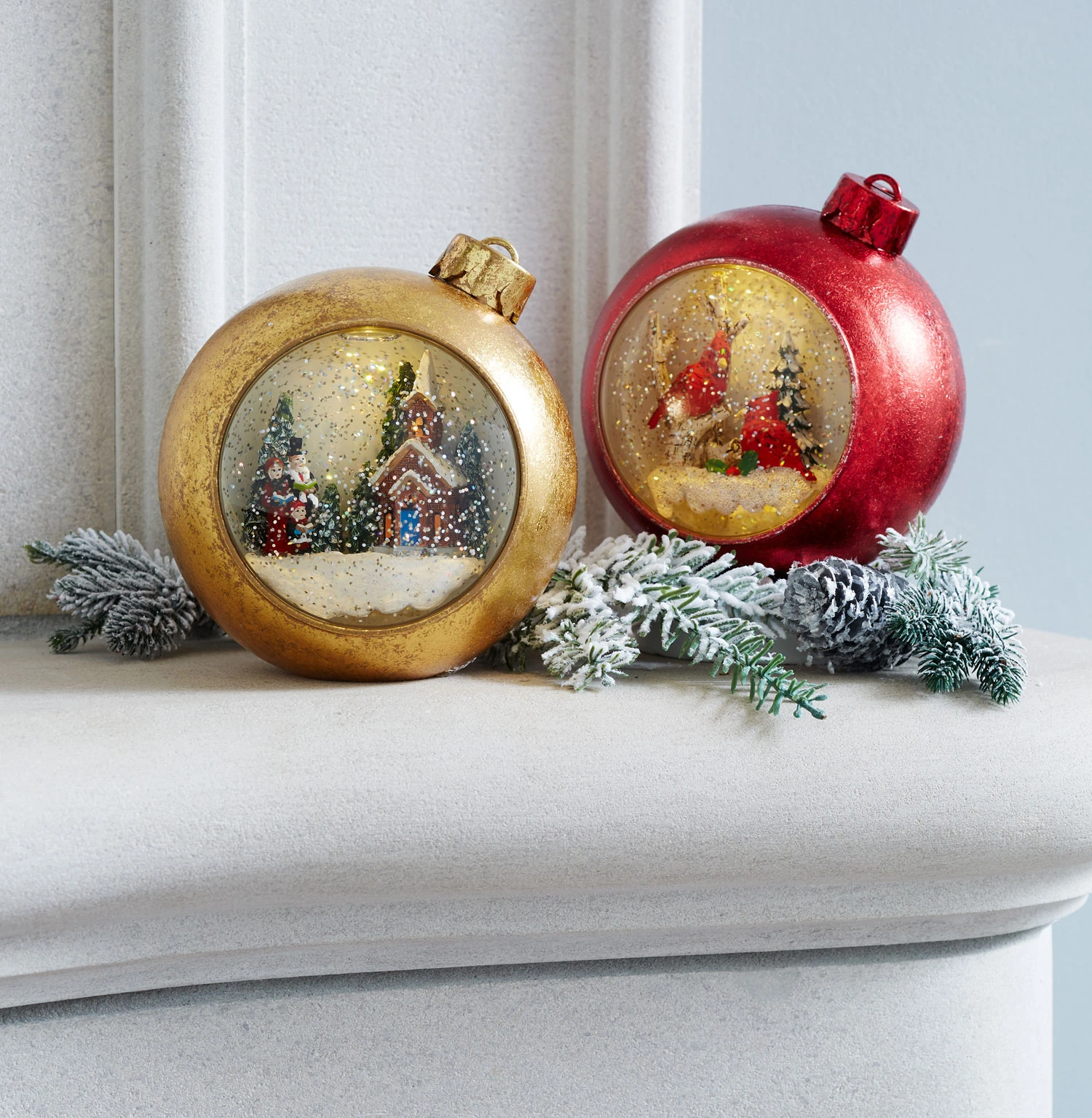 Lighted Musical Snow Globe With Cardinals Ornament - 6.25 Inch 4 Lighted Musical Snow Globe With Cardinals Ornament - 6.25 Inch - Image 2