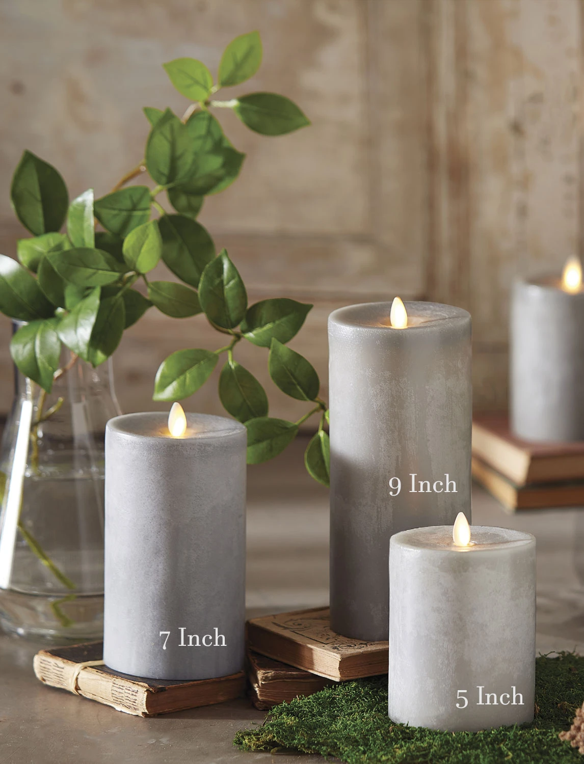 Moving Flame Candle 9 Inch Grey Flat Top Chalk Finish Timer - Remote Ready 4 Moving Flame Candle 9 Inch Grey Flat Top Chalk Finish Timer - Remote Ready - Image 2