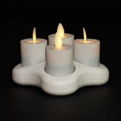 Moving Flame Rechargeable Votives Set Of 4 Remote Ready - Base Included -Decorative Candle Shop moving flame rechargeable v
