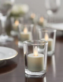 Moving Flame Rechargeable Votives Set Of 4 Remote Ready - Base Included -Decorative Candle Shop moving flame tealights on t