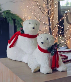 12.5 Inch Glitter Polar Bears Set Of 2 - NEW 2022