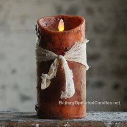 Moving Flame Primitive Rustic Orange Candle Battery Operated 3.5 X 7 - Timer - Remote Ready