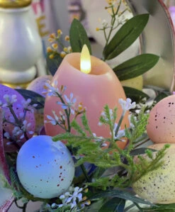 4 Inch Lighted Wax Egg Candles Set Of 4 Assorted Spring Colors With Timer - NEW 2023 -Decorative Candle Shop pink egg candle