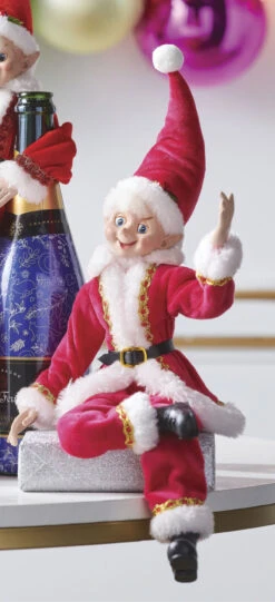 16 Inch Pink Posable Christmas Elf