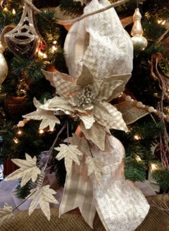 Cream And White Sack Cloth Check - Lace Overlay - 6 Inch X 5 Yards -Decorative Candle Shop plaid lace full image