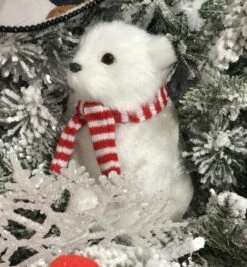 Polar Bear With Scarf Ornaments Set Of 2 - 5.25 Inch -Decorative Candle Shop polar bear in three 2