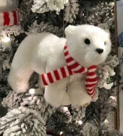 Polar Bear With Scarf Ornaments Set Of 2 - 5.25 Inch -Decorative Candle Shop polar bear in tree