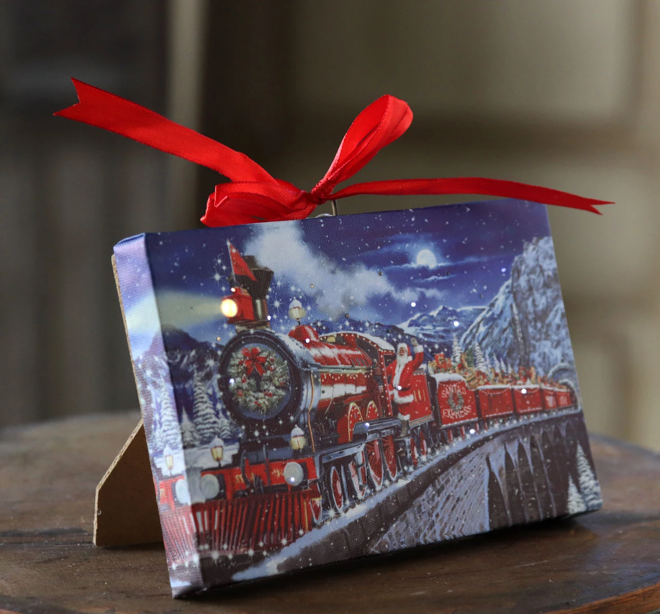 6 Inch Santa Express Lighted Print Ornament With Easel Back 4 6 Inch Santa Express Lighted Print Ornament With Easel Back - Image 2