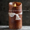 Moving Flame Primitive Brown Candle Battery Operated 3.5 X 7 - Timer - Remote Ready -Decorative Candle Shop primitive 7 inch brown lumi