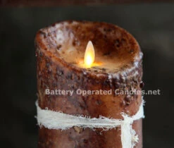 Moving Flame Primitive Brown Candle Battery Operated 3.5 X 7 - Timer - Remote Ready -Decorative Candle Shop primitive detail brown lumi 1