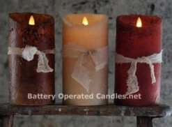 Moving Flame Primitive Brown Candle Battery Operated 3.5 X 7 - Timer - Remote Ready -Decorative Candle Shop primitive luminara 7 inch 3