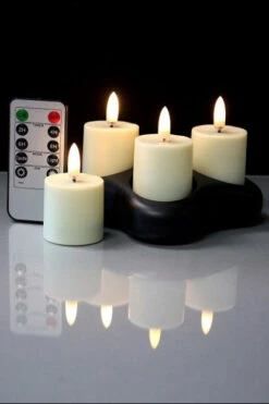Set Of 4 Radiance Rechargeable Votives With Remote