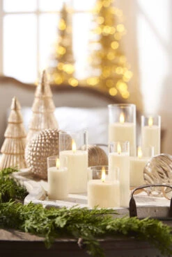 Clear Glass Flameless Candle 2 Inch X 6 Inch Ivory Votive - Remote Ready -Decorative Candle Shop raz clear glass candles for 5