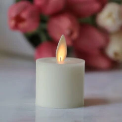 Set Of 4 Ivory Wax Tealights With Rechargeable Base And Remote Included -Decorative Candle Shop rechargeable single 2