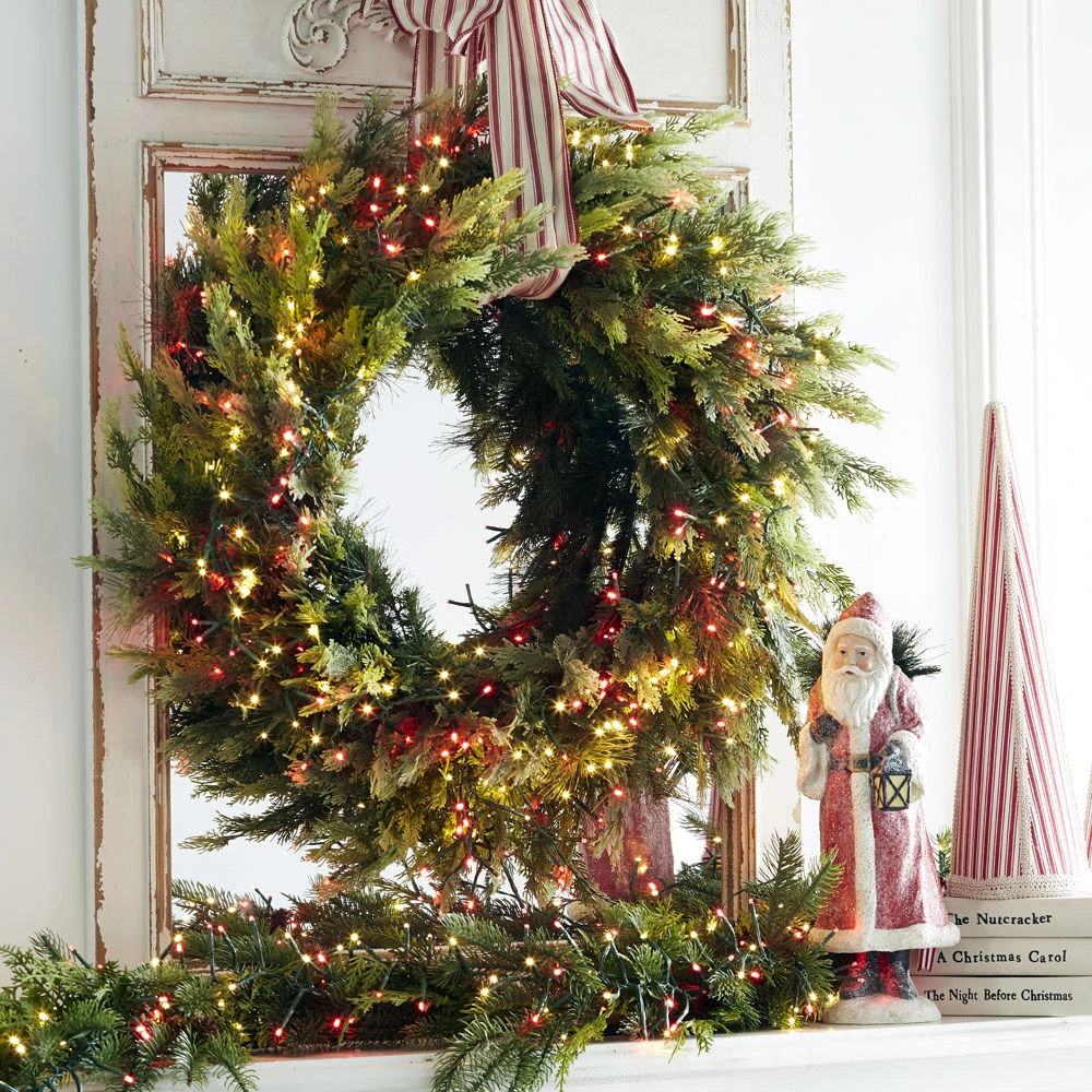 44 Foot Christmas Cluster Lights With 1300 Red And Warm White LED Garland - Green Wire - Remote RAZ 3 44 Foot Christmas Cluster Lights With 1300 Red And Warm White LED Garland - Green Wire - Remote RAZ