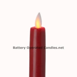 8 Inch Red Moving Flame Battery Operated Taper Candle - Timer -Decorative Candle Shop red dancing flame flameless