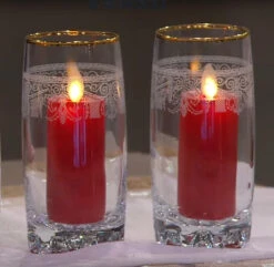Red Wax 3.5 Inch Moving Flame Votive Candles Set Of 2 - Remote Ready -Decorative Candle Shop red moving flame votives 1