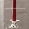 10 Inch Red Moving Flame Battery Operated Taper Candle - Timer 1 10 Inch Red Moving Flame Battery Operated Taper Candle - Timer -Decorative Candle Shop red taper in silver holder