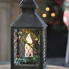 Holiday Brushed Black Candle Lantern With Berries And Holly - 9.25 Inch - 8 Hr Timer -Decorative Candle Shop ren black with wire 1